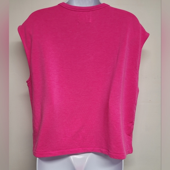 Lou & Grey Boxy Neon Pink Sweatshirt Sleeveless L - Picture 4 of 4